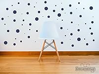 Vista 2 de Juego de 100 calcomanías de vinilo para pared (azul marino) – Calcomanías de lunares surtidos – Adhesivo extraíble seguro en paredes lisas