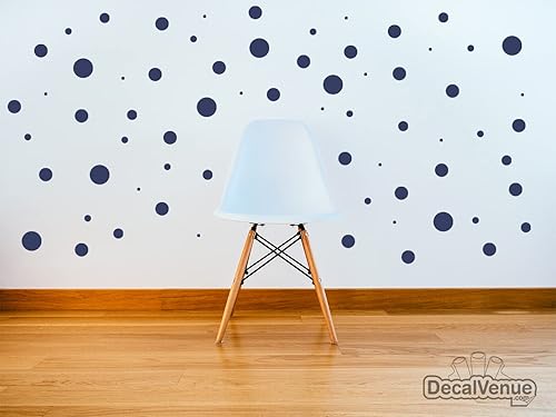 Miniatura 2 de Juego de 100 calcomanías de vinilo para pared (azul marino)  Calcomanías de lunares surtidos  Adhesivo extraíble seguro en paredes lisas o