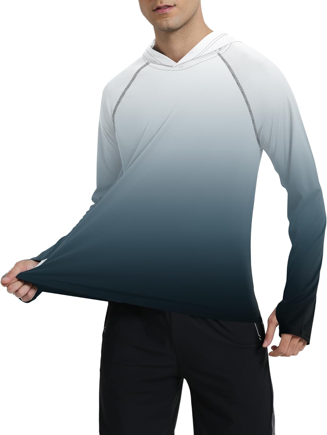 iWoo Men's UPF 50+ Sun Hoodie Shirts Long Sleeve SPF Fishing Outdoor UV Hiking Workout Lightweight Shirt - Image 2