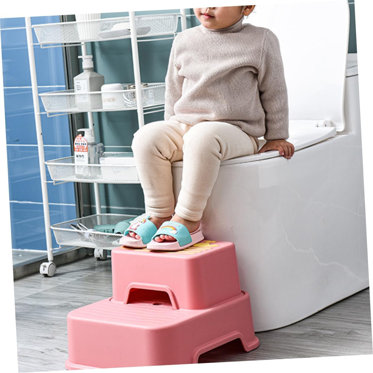 Slip Footstool for Bathroom and Kitchen Pink Wash Stool with Non Slip Surface Lightweight Step Stool for Hand Washing and Daily Use