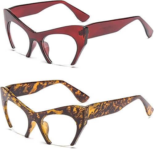 Miniatura 1 de bullabulling Cristal de lectura de ojo de gato de media luna para mujer, marco de anteojos de media llanta, lente grande