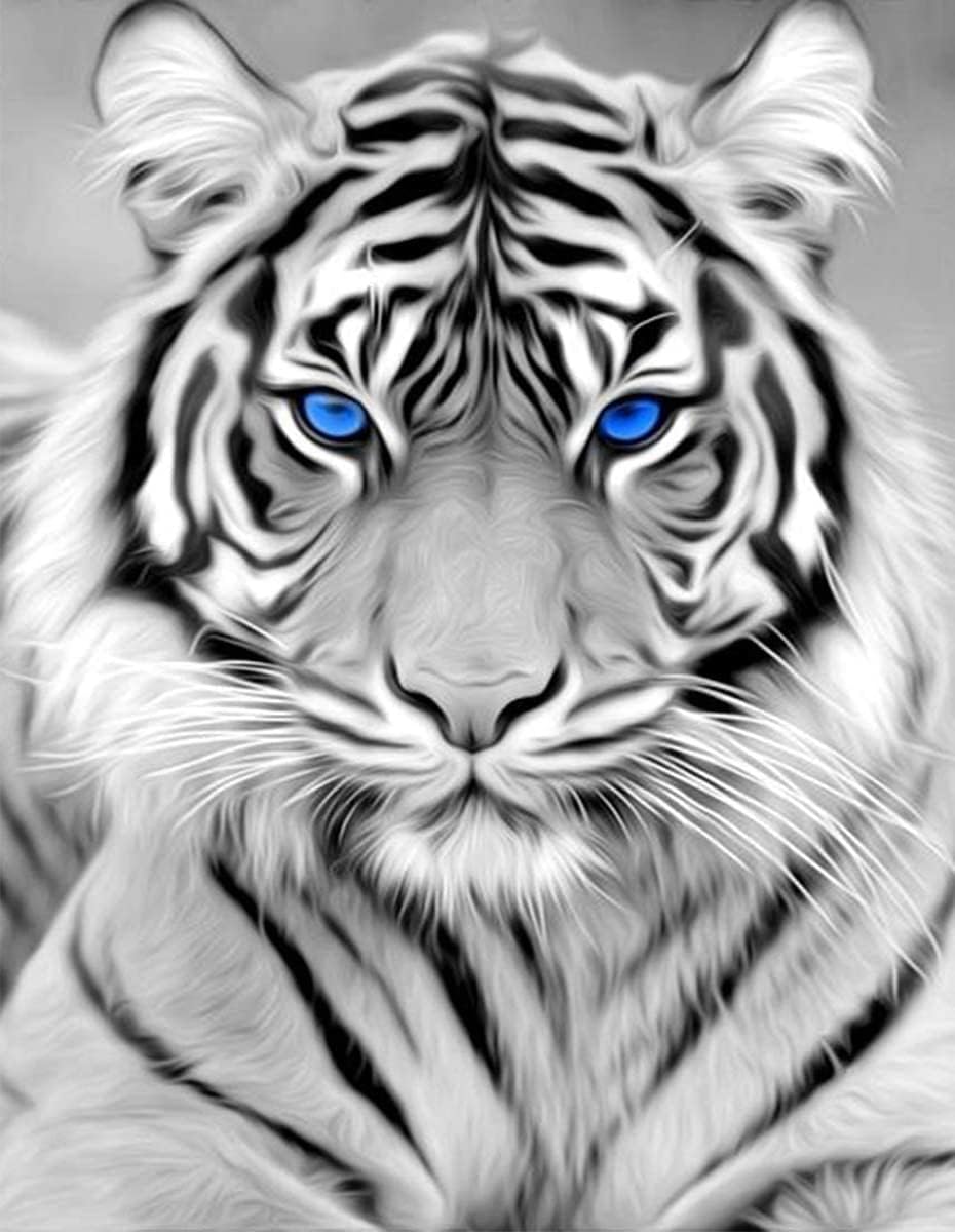 RICUVEDTiger Diamond Painting Kits for Adults, Diamond Painting White Tiger Diamond Art Kits Full Animal Diamond Dots, Diamond Painting Art Craft for Home Wall Decor 11.8x15.7 Inch