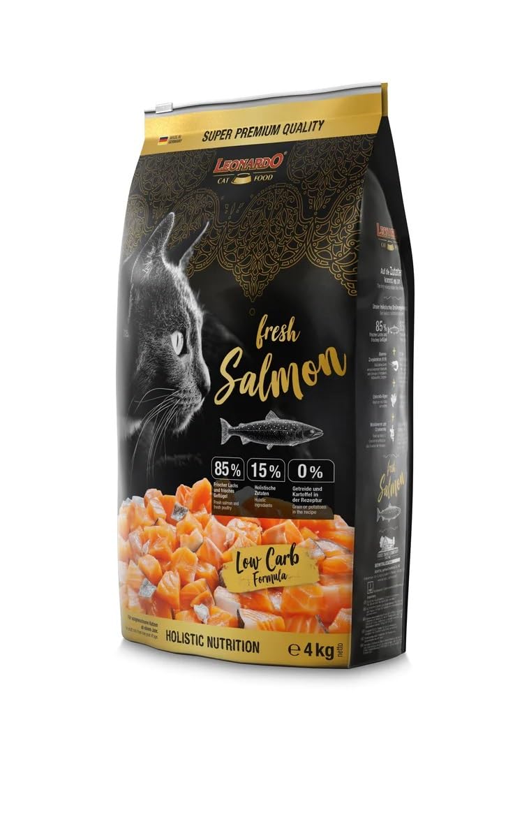 Leonardo Fresh Salmon | Sucha karma dla kotów z 85% świeżym mięsem | Pełna karma dla dorosłych kotów wszystkich ras od 1 roku życia (4 KG)