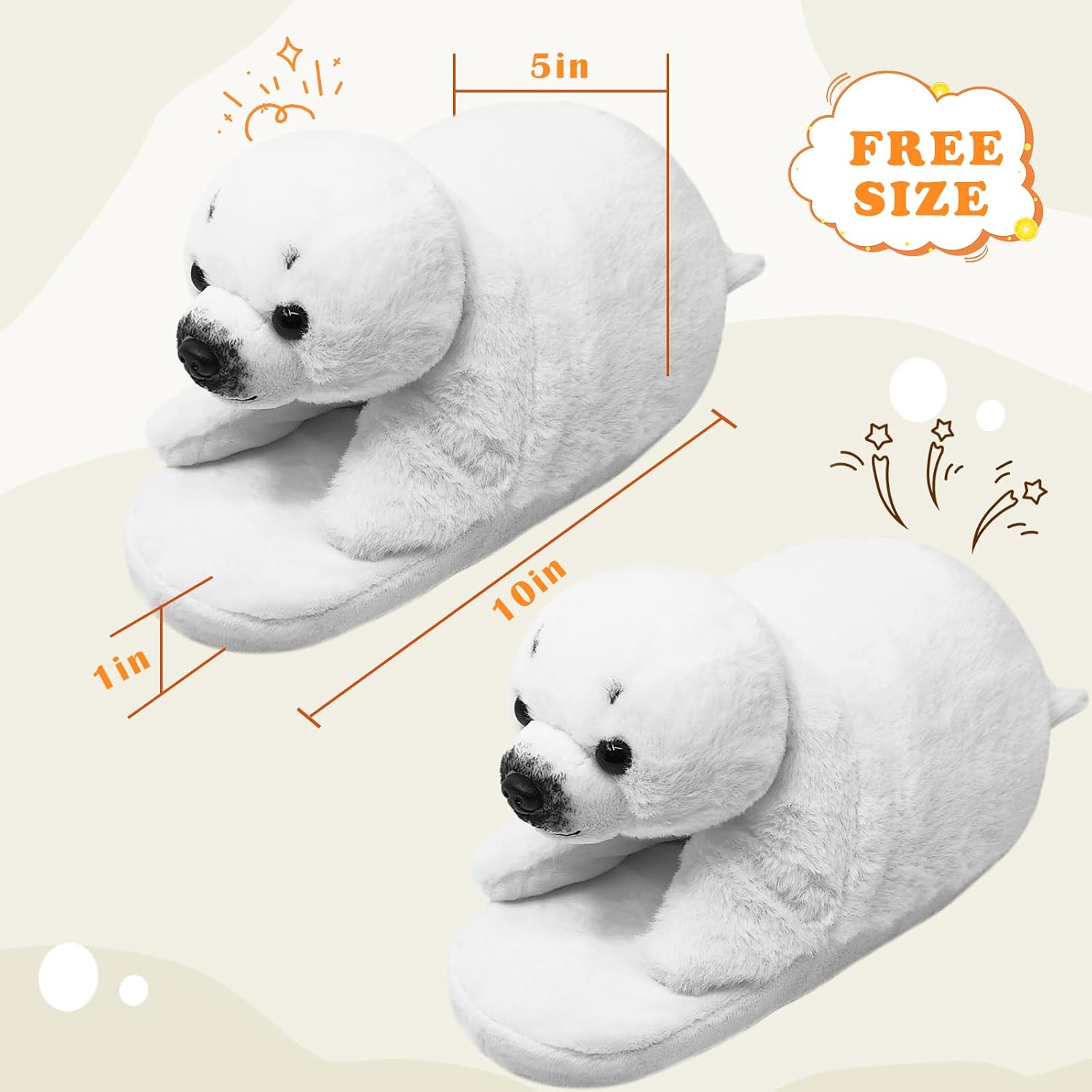Funny Animal Slippers for Women, Cartoon Cute Fluffy Animal Slippers Cotton Soft Memory Foam Indoor Slippers,Birthday Gifts for Women