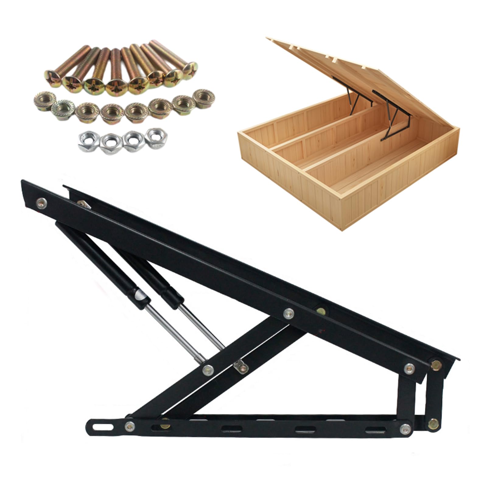 DFGHNBVC Hydraulic Bed Lift Mechanism Kit, Heavy Duty, Smooth Operation For Storage Boxes, Sofas, And Beds,Black-1200Mm