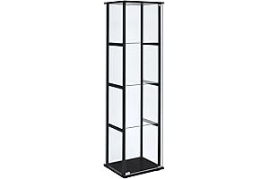 Cymax Furniture: Premium 64-inch 5-Tier Glass Curio Cabinet Display Case with Shelving