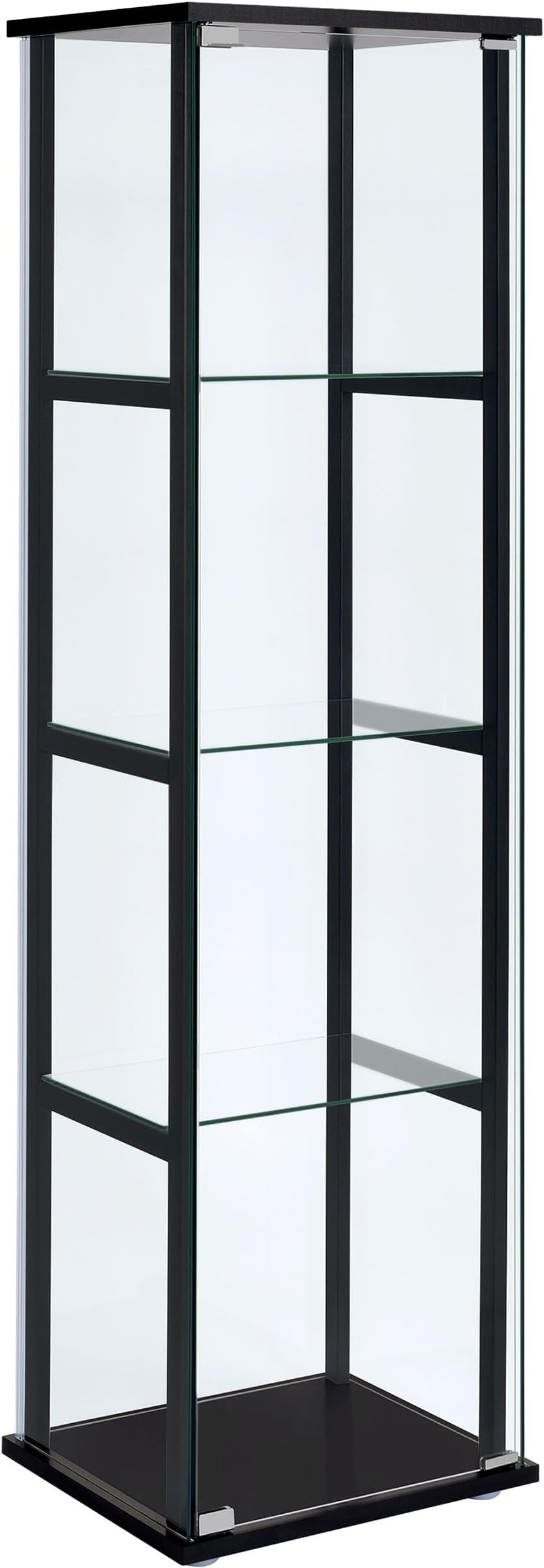 Coaster Home Furnishings Cyclamen 64-inch 5-Tier Clear Tempered Glass Curio Cabinet Display Case with Shelving Black 950171