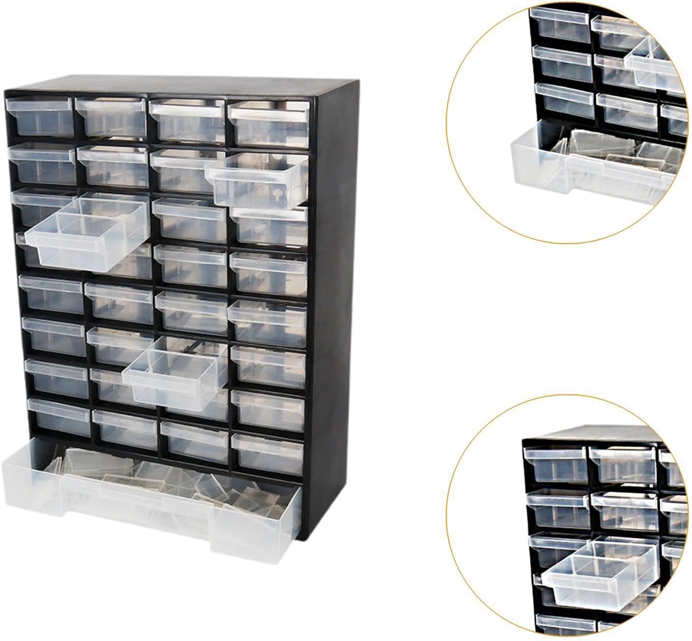 Generic Drawer Storage Cabinet Organizer Garage Organization with 33 Compartment Tool Box Container for Scrapbook Crafts Beads Makeup, Black
