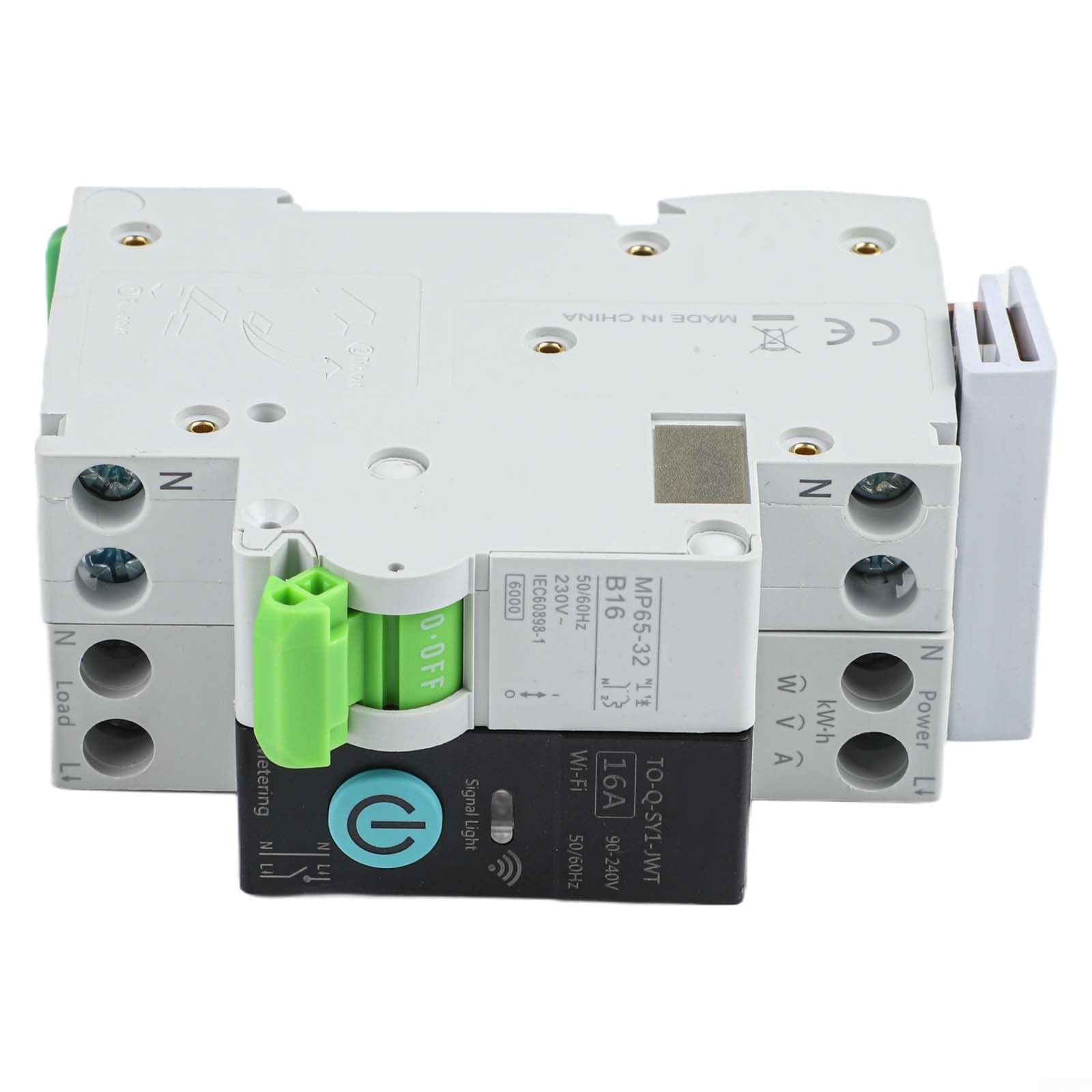WiFi Smart MCB 16A con contatore per app tuya telecomando WiFi | Controllo remoto tramite app, utilizzabile in tutto il mondo, nessun limite di distanza, compatibile con tuya e Smart Life