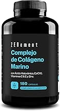 Colágeno Marino Hidrolizado con Ácido Hialurónico, Coenzima Q10, Vitaminas C & E y Zinc - 180 cápsulas (3 meses) Suplemento Articulaciones, Piel y Huesos - Péptidos Alta Concentración - Zenement