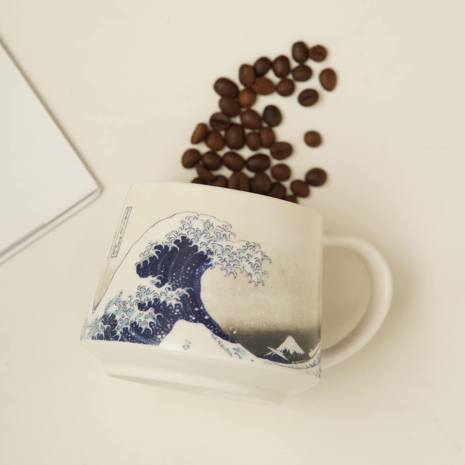 TZSSP Wave Design Ceramic Coffee Mug - 12oz Porcelain Tea Cup with Handle, Modern Minimalist Latte Cup for Home Office Use, Dishwasher Safe Drinkware