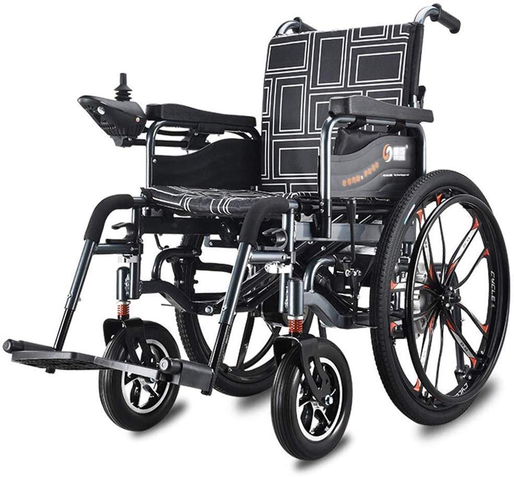 Carrozzina elettrica pieghevole sedia a rotelle elettrica deluxe per anziani disabili motorizzata leggera pieghevole sedia a rotelle elettrica pieghevole scooter, larghezza sedile 46 cm, capacità di p