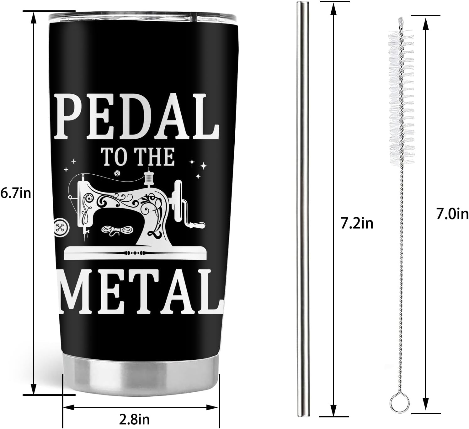 Sewing Gifts for Women, Gifts for Sewers, 20oz Stainless Steel Tumbler with Lid Straw