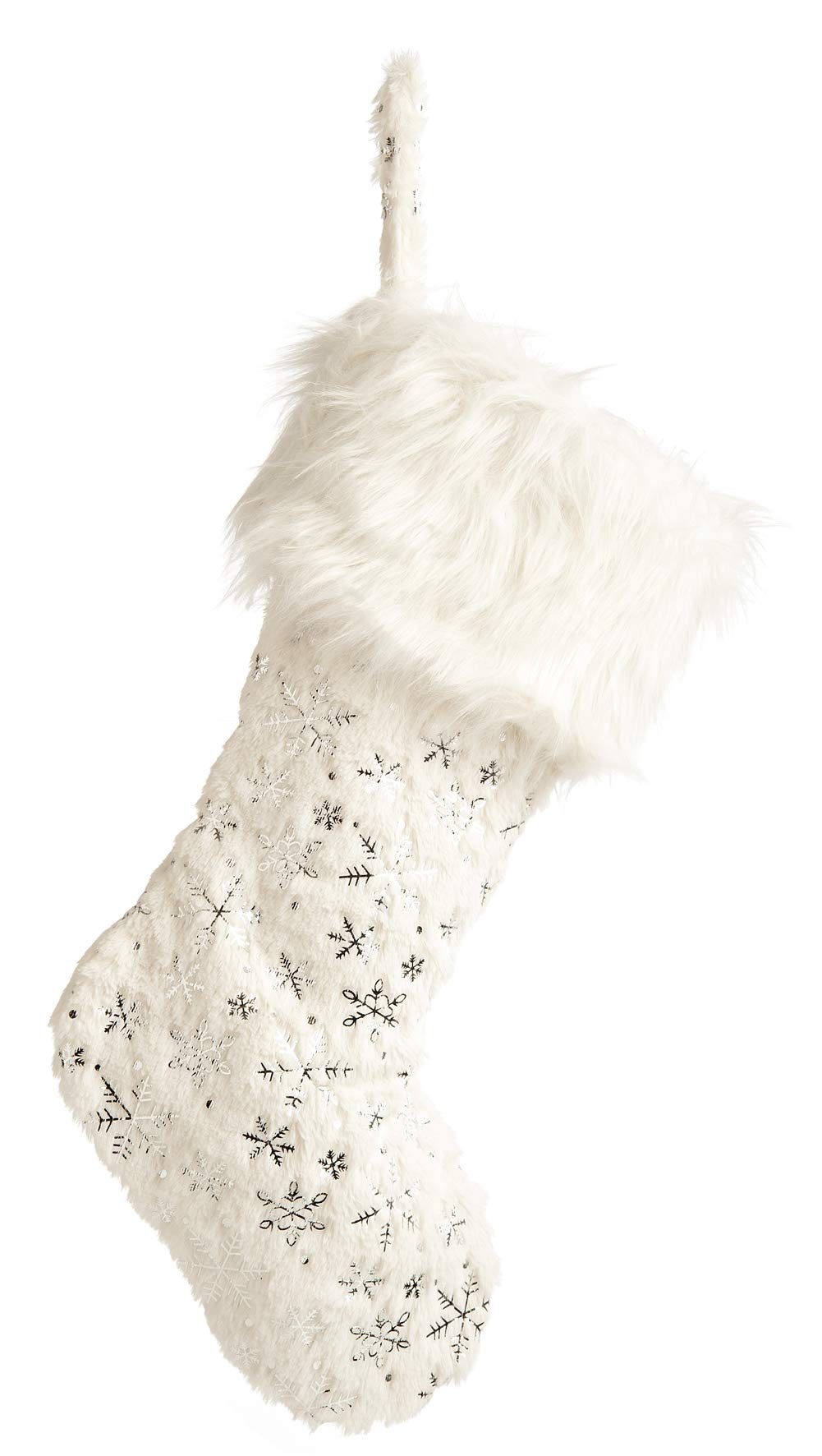 Festive Kerst Kousen Witte Bont Kousen Met Zilveren Ster 52 Centimeter Festive Kerst Kousen Witte Bont Kousen Met Zilveren Ster 52 Centimeter