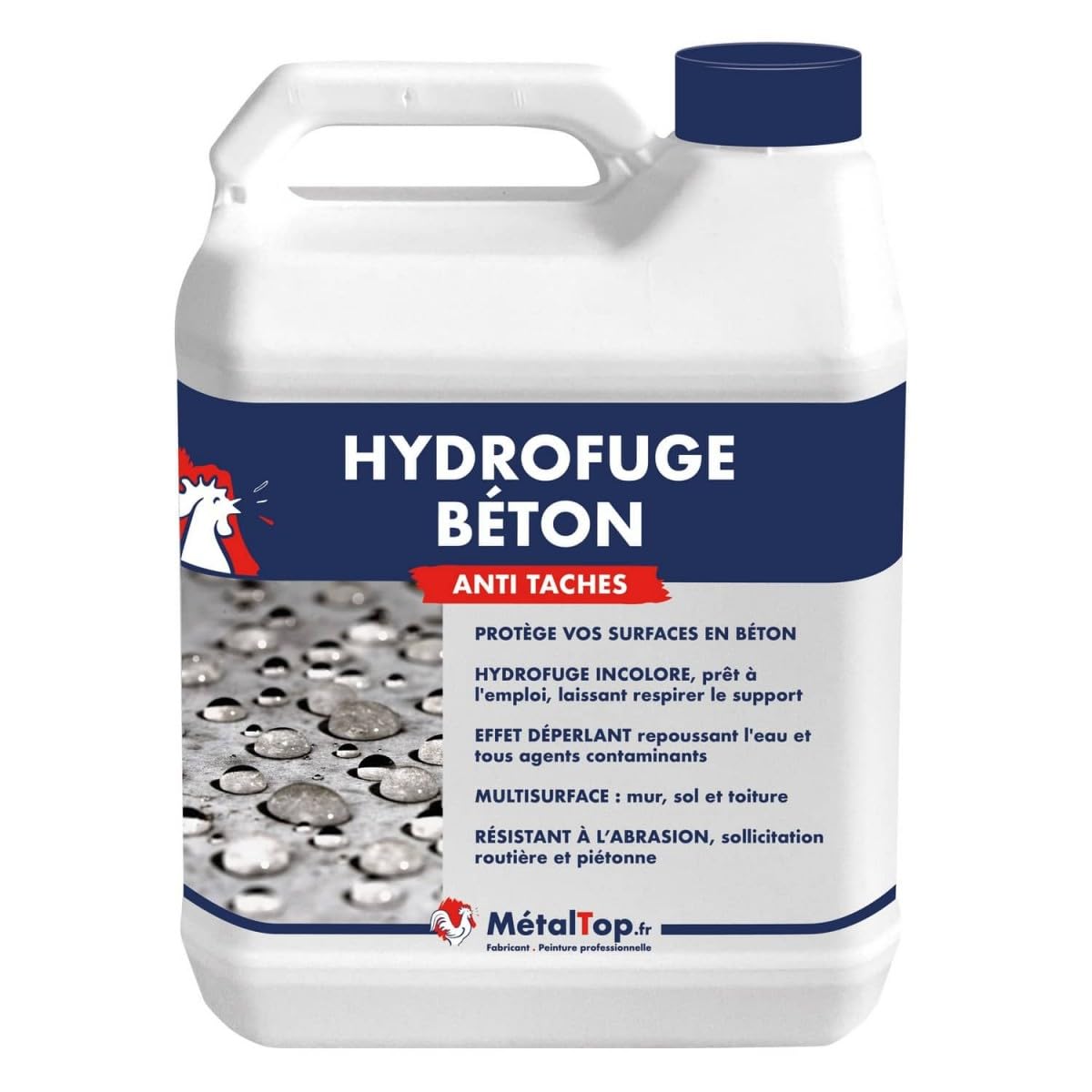 Métaltop - Hydrofuge Beton - 1 L - Pour une protection anti-humidité pour dalle, mur, terrasse et fondation