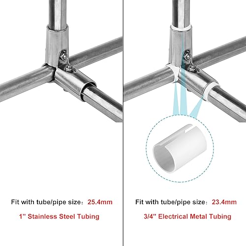 Miniatura 2 de 10 juegos de abrazadera de conector de tubo de 3 vías de 90 grados que se ajusta a tubo redondo de 1.000" de diámetro exterior y EMT de 34" con