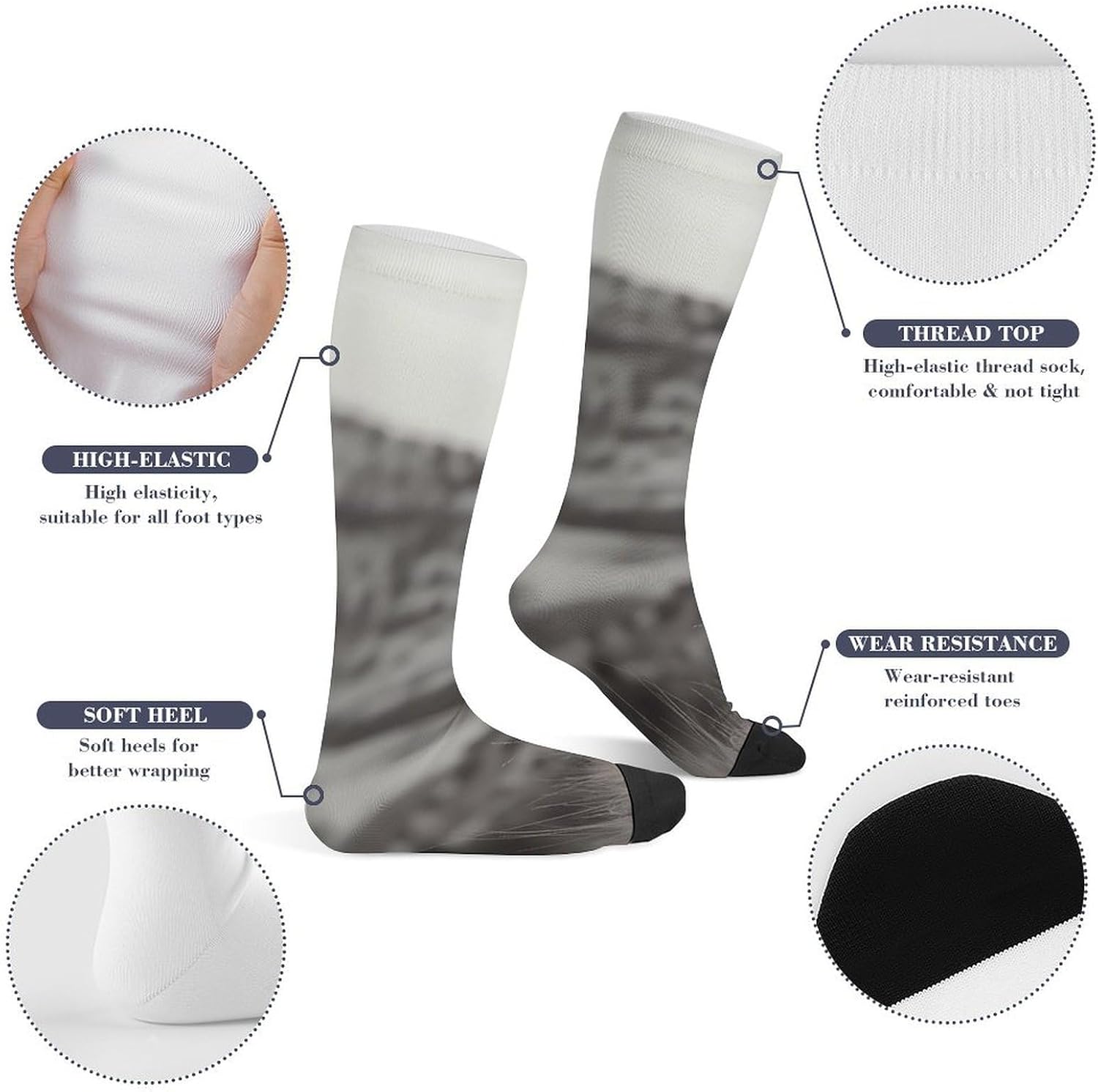 Knee High Socks Wolf Grass Long Tube Boot Seamless Toe