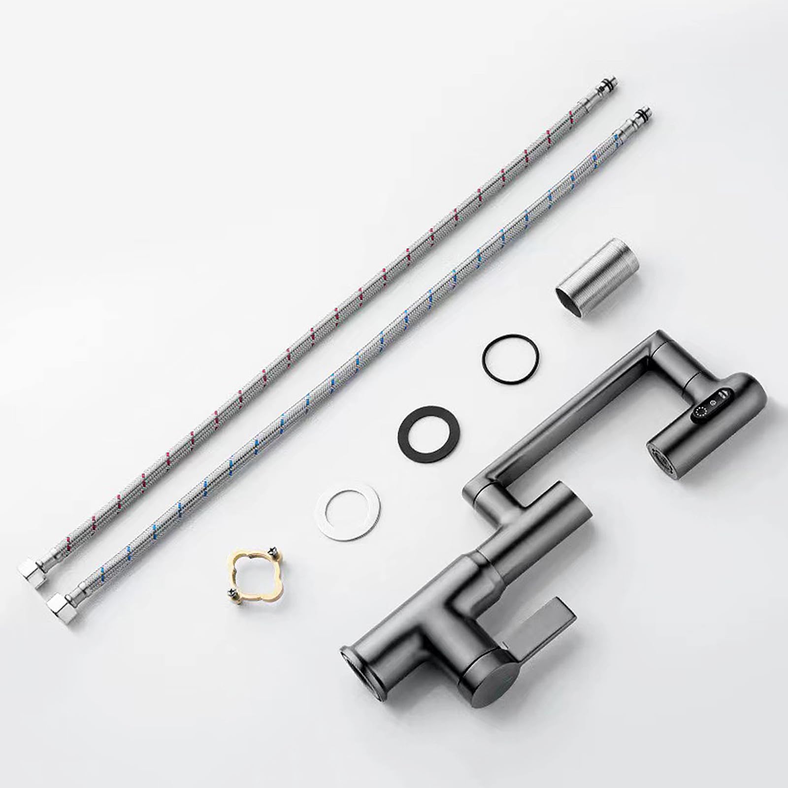 Wasserhahn, LED Temperaturanzeige, Drehbarer Multifunktionshahn, Spültischarmatur(3/8 Schnittstelle)