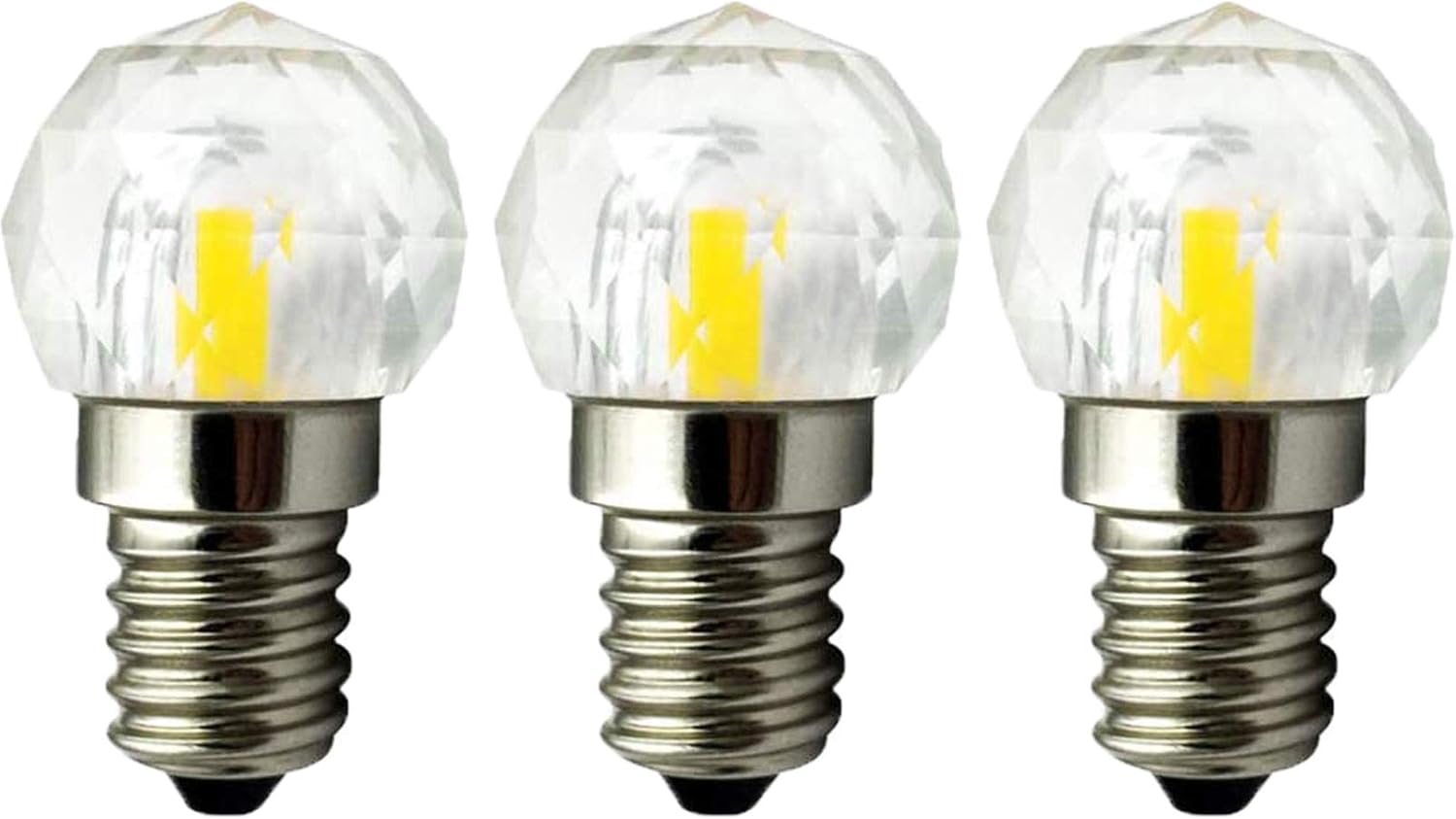 2W E12 Mini Globe Crystal LED Light Bulb Dimmable COB Bulbs 20W Incandescent Equivalent Daylight White 6000K E12 Candelabra Base 300LM for Desk Lamps Ceiling Fan Chandelier Home Lighting, 3 Pack