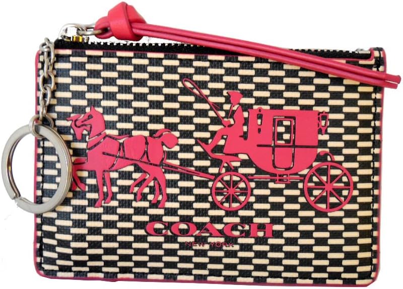 Coach Bleeker Horse & Carriage Mini Skinny Key FOB 51997 Milk Black/Loganberry
