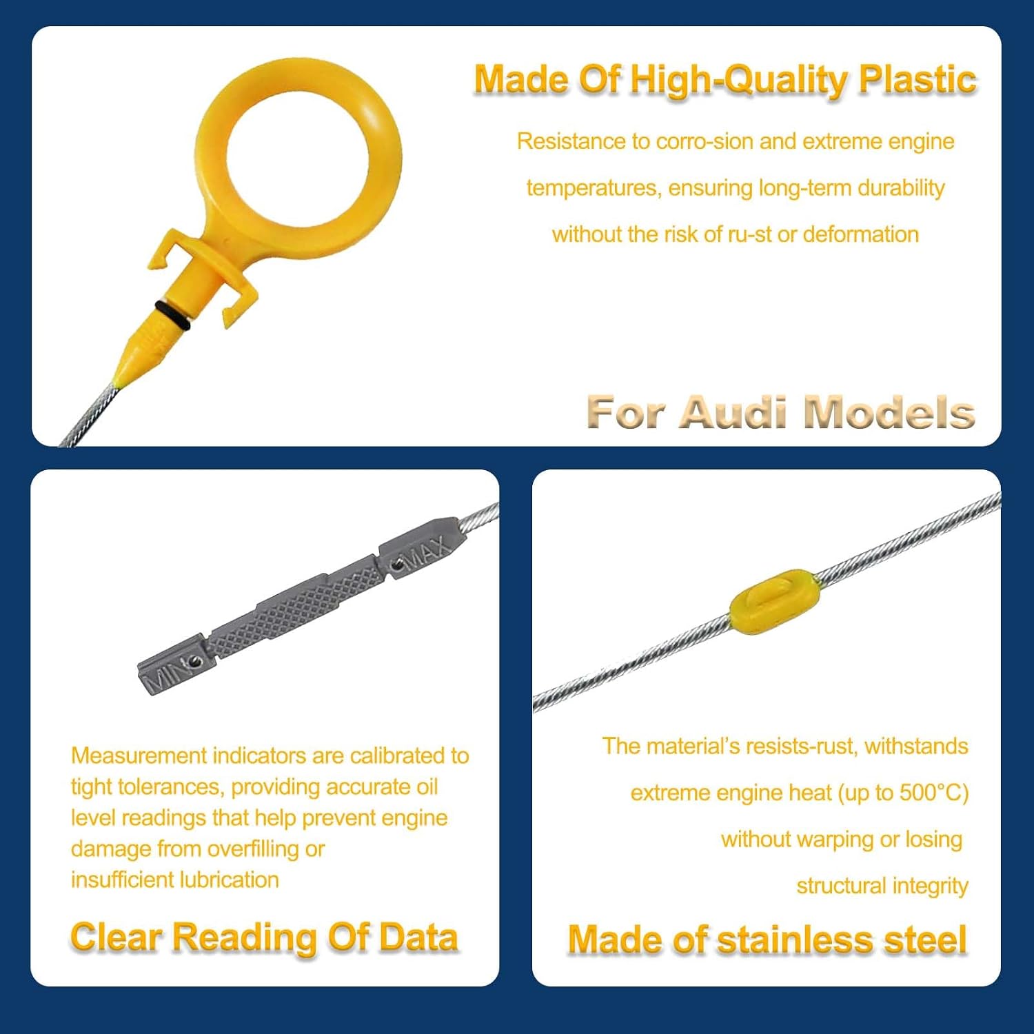 2.0L 4 Cyl Engine Oil Dipstick Compatible for Audi A4 & A4 Quattro 2005-2009, Engine Oil Measuring Rod Dip Stick, 06D115611B, 06D115611A | Engine Oil Measuring Rod Dip Stick, 06D115611B, 06D115611A