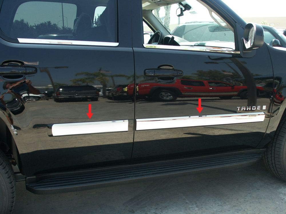 Made in USA! Compatible with 2010-2014 Chevy Tahoe/GMC Yukon Body Side Molding 4.25" Full Width Wide 4PC Overlay