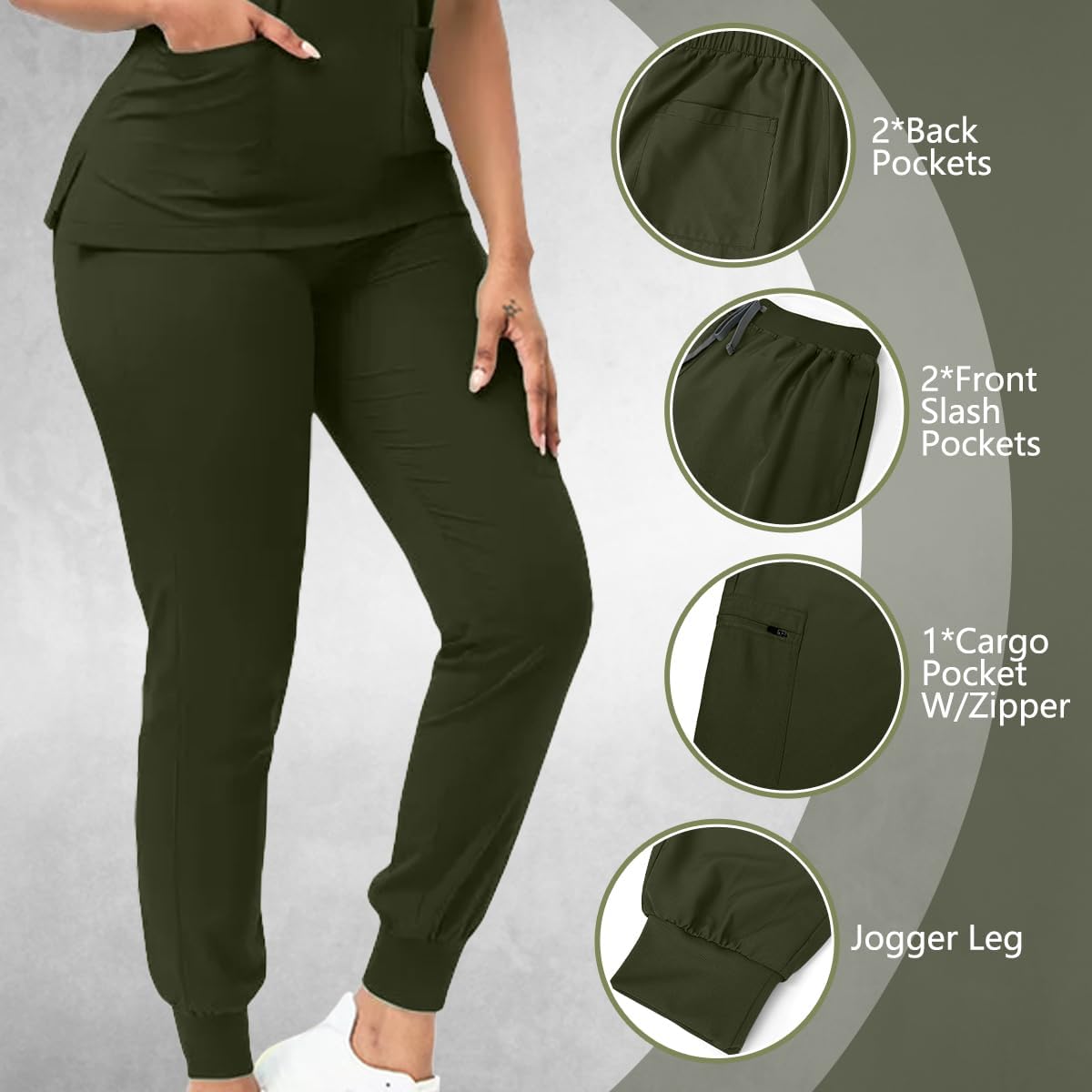 Scrubs for Women Set, Women's V-Neck Top & Jogger Scrub Pants - Image 5