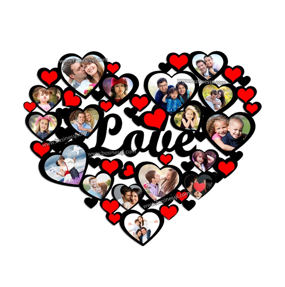 Osmly Wood Heart Collage Frame/Customized Photo Printed Wall Heart