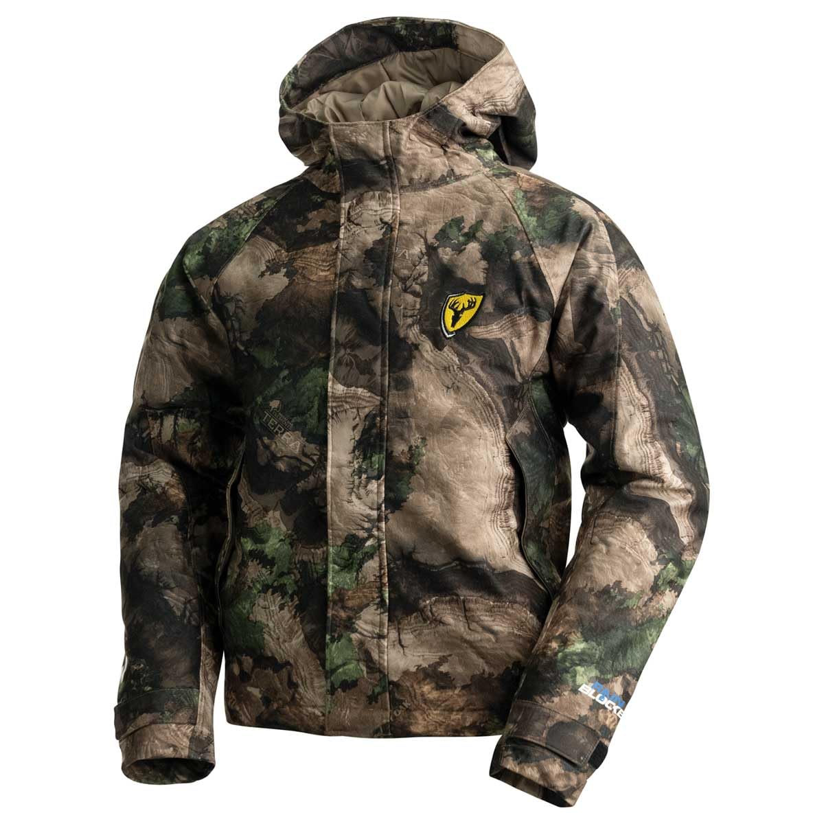 SCENTBLOCKER Youth Drencher Insulated Breathable Waterproof Hooded Camo Hunting Jacket (MO Terra Outland, Medium)