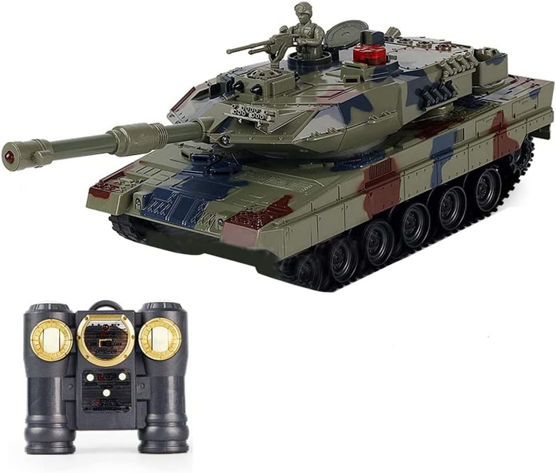 Rc戦車 1 24リモートコントロールタンクおもちゃ2 4gドイツのヒョウ2a6合金軍用戦車 煙の音の光の効果 子供大人のためのリモートコントロール車の おもちゃ