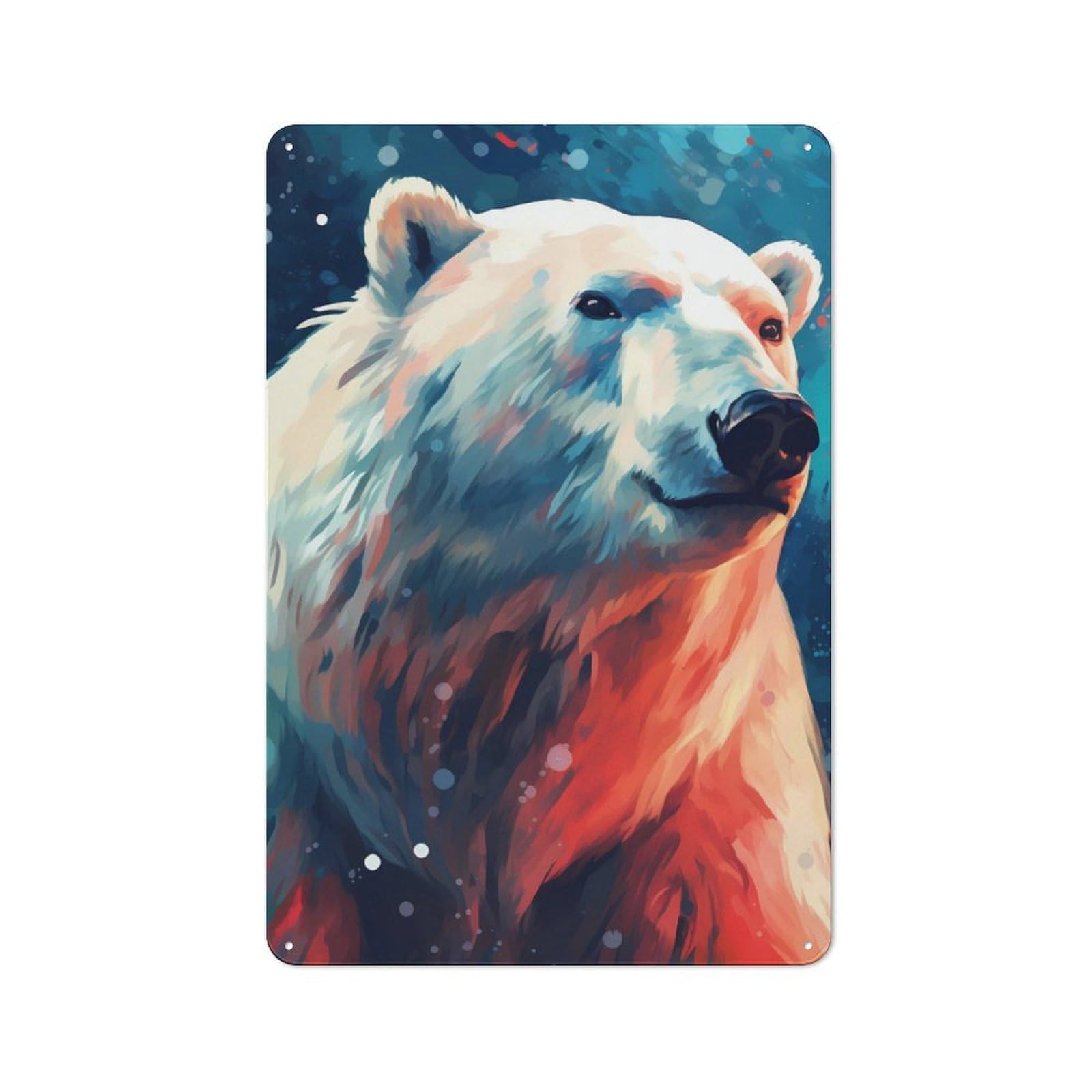 Junmoney Polar Bear Colorful Metal Wall Sign 30X20cm Featuring For Workshop Wall, Suited To Metal Sign Collectors