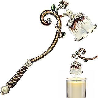 Retro Candle Snuffer with Long Handle, Elegant Flower Shape Decorative Candle Extinguisher, Metal Candlesnuffer for Safely Putting Out Candle Flame (Style 6)