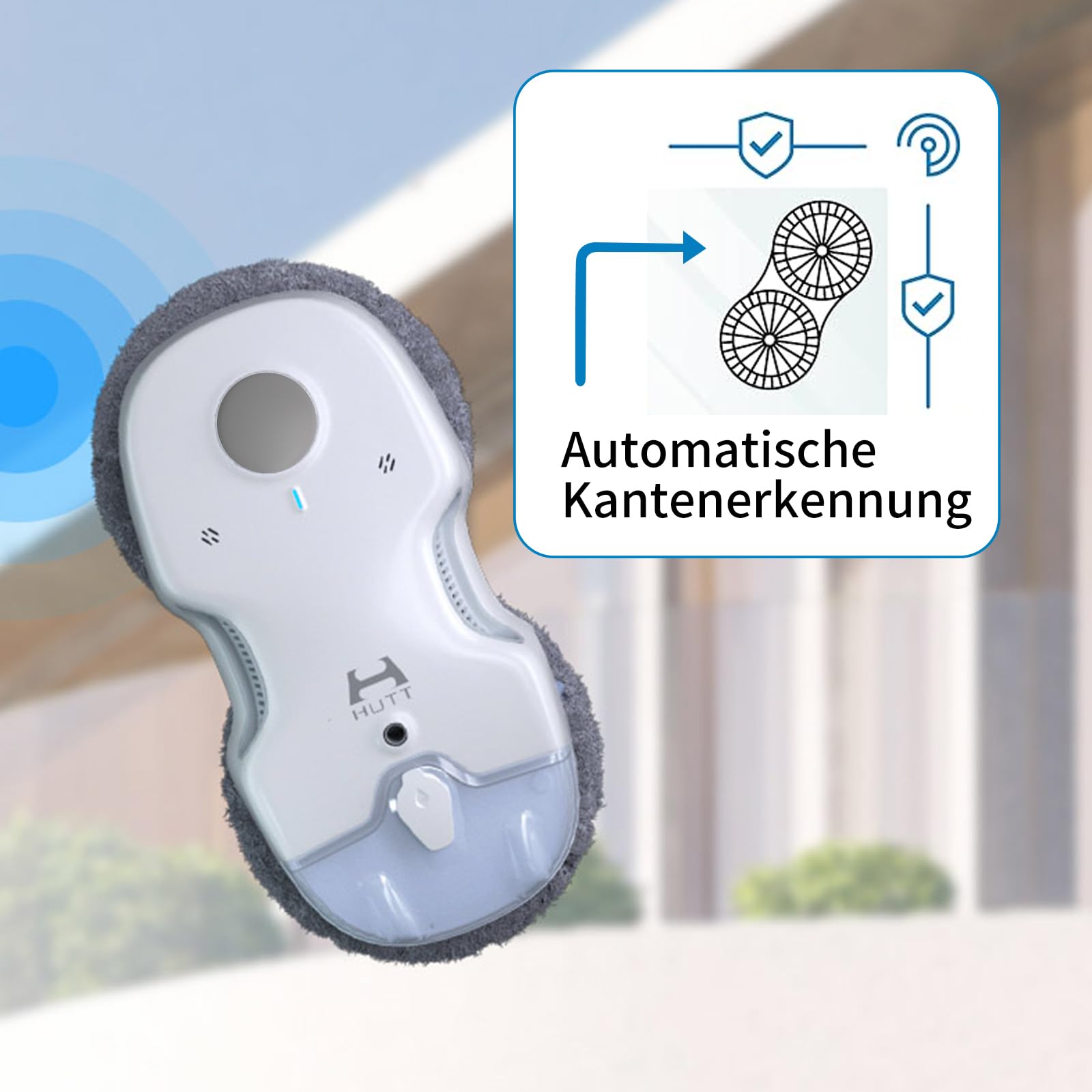 Hutt C7 Fensterputzroboter mit Sprühfunktion (HUTTHINK 5.0 intelligenten Frequenzsteuerung & Routenplanung, 80ml Wasser-/reinigungstank, schnelle 0,05m/s Reinigungsgeschwindigkeit, Sicherheits-Akku)