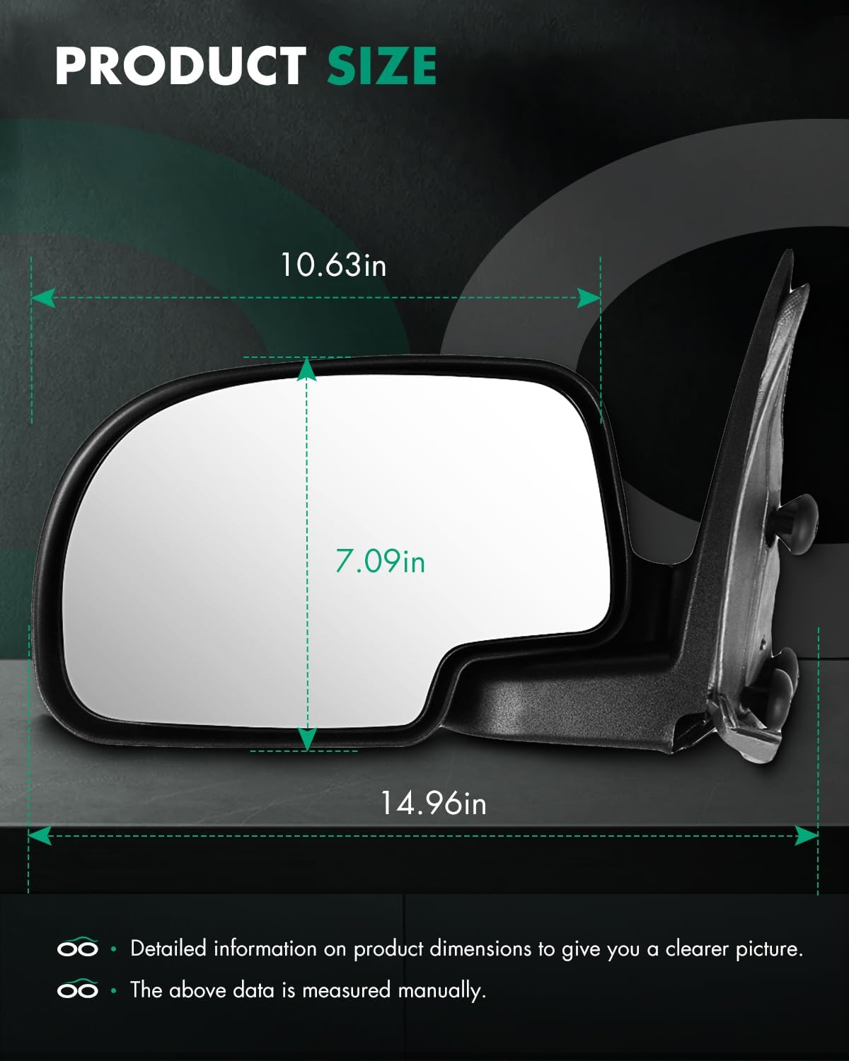 SCITOO Driver Left Side Mirror for 1999-2006 For Chevy Silverado Suburban Tahoe For GMC Sierra Yukon Manual Adjusted Folding Side View Mirror (1999-2000 New Body Style 2007 Classic)