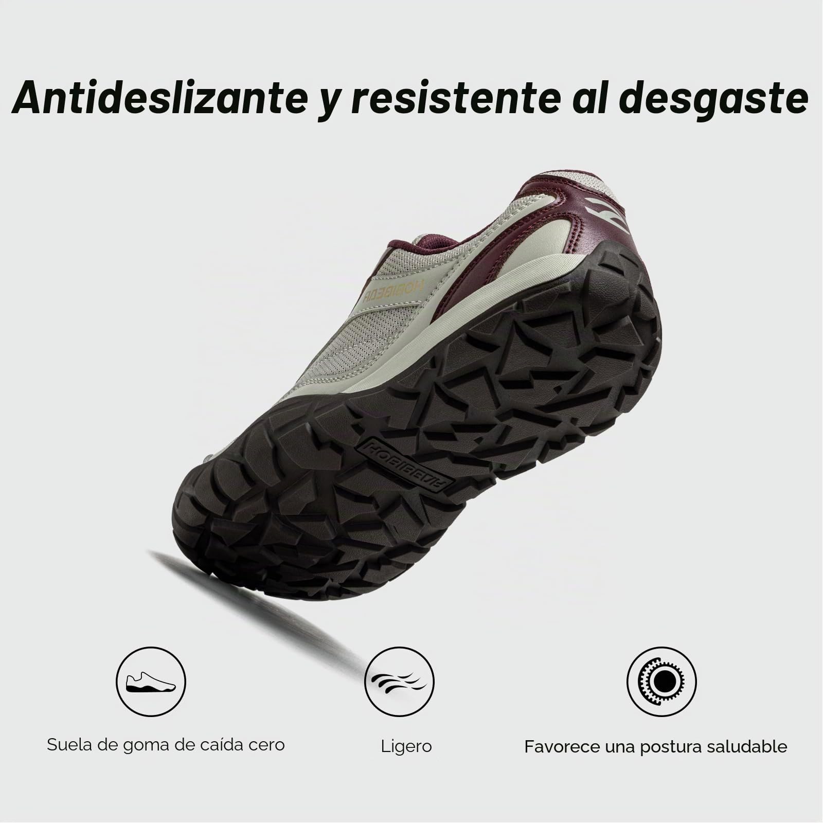HOBIBEAR Zapatos deportivos para mujer y hombre, zapatos de punta ancha, unisex, informales, antideslizantes, zapatos deportivos, gris/rojo, 38.5 EU