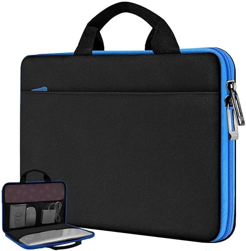 Miniatura 15 de Hseok Funda para laptop de 13.3 a 14 pulgadas, portafolios de 180 grados resistente al agua y a los golpes con forro de terciopelo suave, compatible
