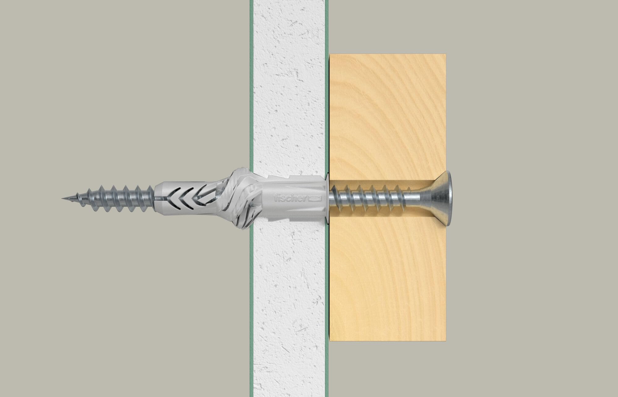 Fischer 50 Tasselli Universali con Vite UX 8x50 R S per Muro Pieno, Mattone Forato, Cartongesso, per Installazione e Fissaggio Mobili, Armadietti, Lampade, Staffe TV, 71550