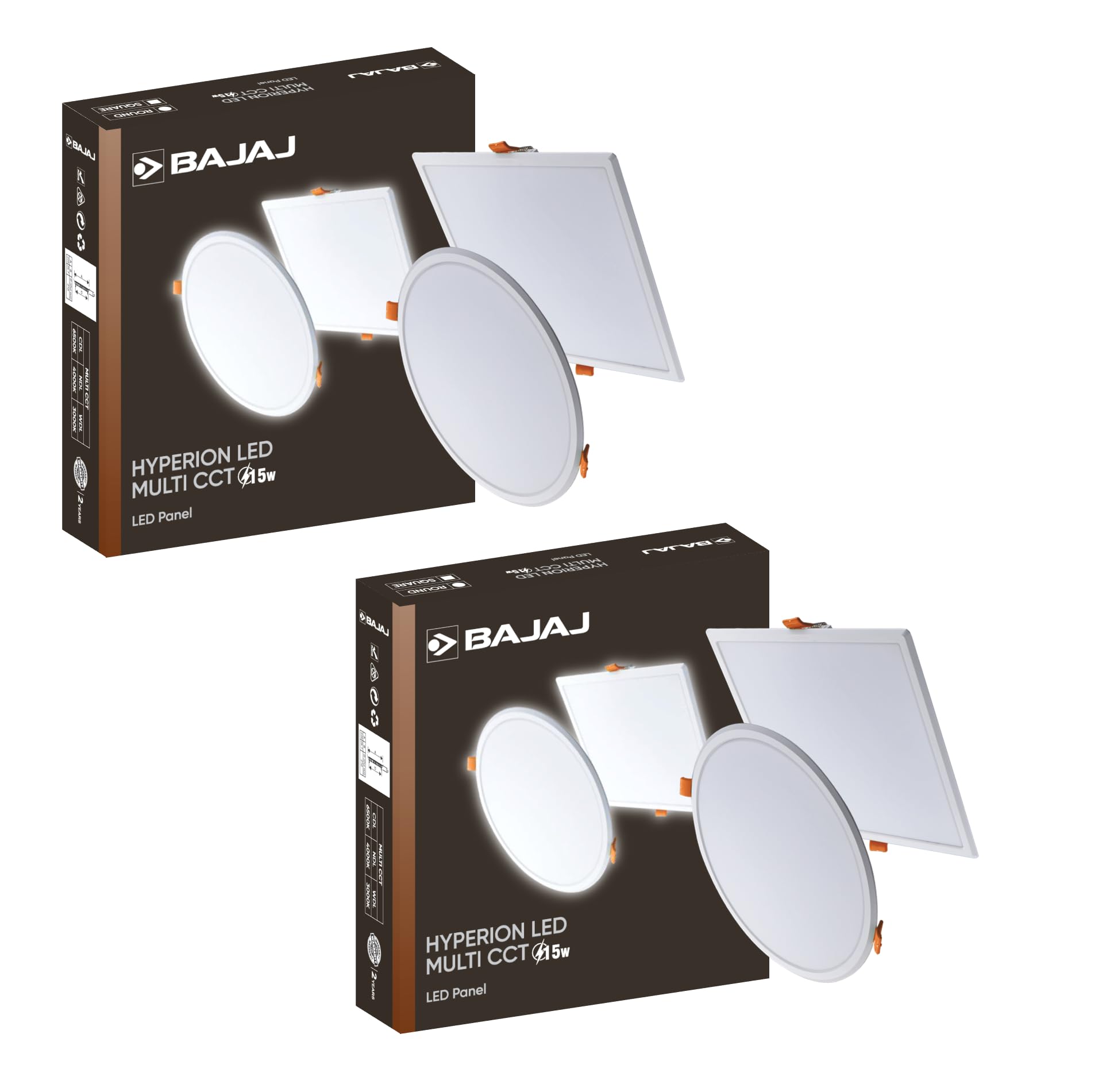 Bajaj Polycarbonate Hyperion LED Multi CCT Panel 15W Square | 15W Square LED Surface Light | Modern Multicolor Lights for Living Room, Bedroom and Hall (Pack of 2)-image-13