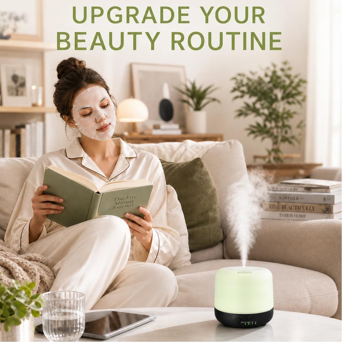 500ML Aromatherapy Essential Oil Home Diffuser with Remote Control, Large Room Cool Mist Air Humidifier for Relaxing Atmosphere in Home Office Bedroom