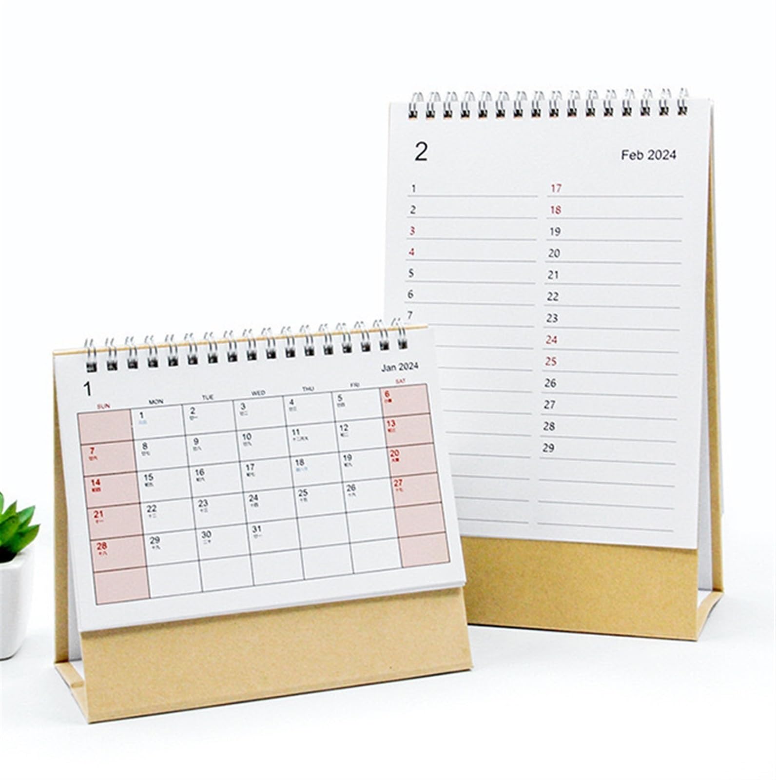 Familienplaner Kalender 2024 Kleiner Tischkalender 2024, Stehtischkalender, Januar 2024 – Dezember 2024, Staffelei-Tischkalender Kalender 2024 (Color : B, Size : 3pcs)