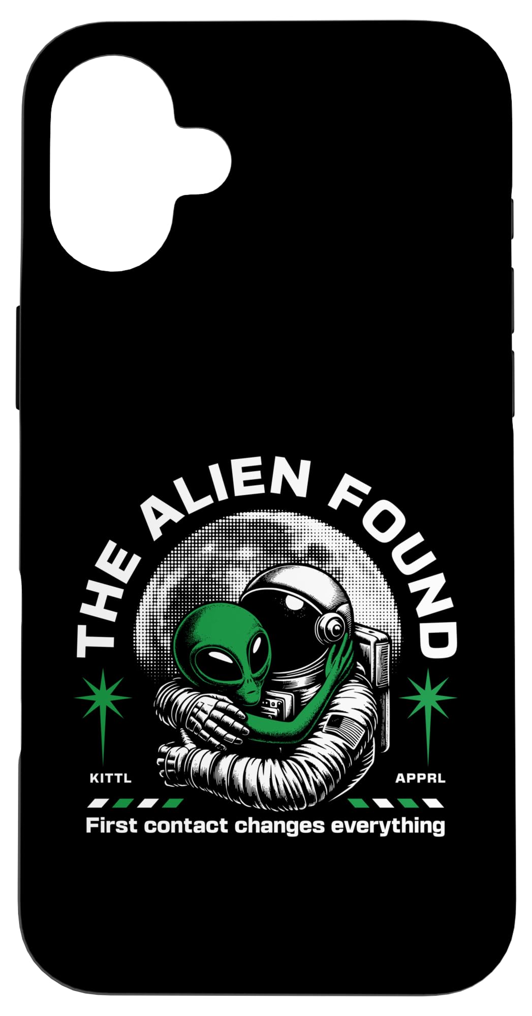 Coque iPhone 16 Plus First Contact protection design extraterrestre noir - 4