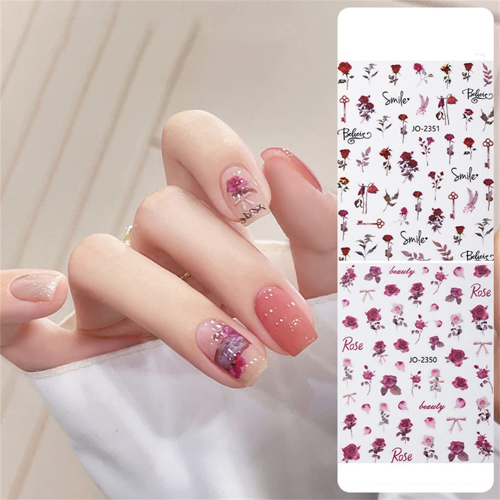 D-02☆ウォーターネイルシール小花ローズ