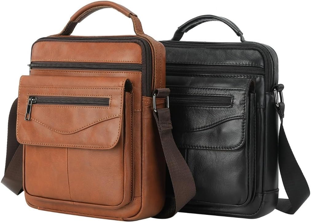 Leather Men's Bag Men's Shoulder Bag Men's Cowhide Satchel Men's Casual Crossbody Bag