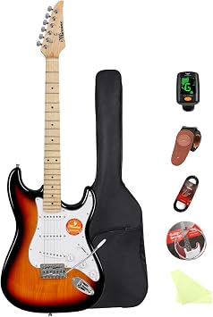 Bullfighter Beginner Electric Guitar Set, Universal Model for Boys, Girls, Students, and Adults, Professional Entry-Level Electric Guitar Instrument ST Electric Guitar MS100 Sunset