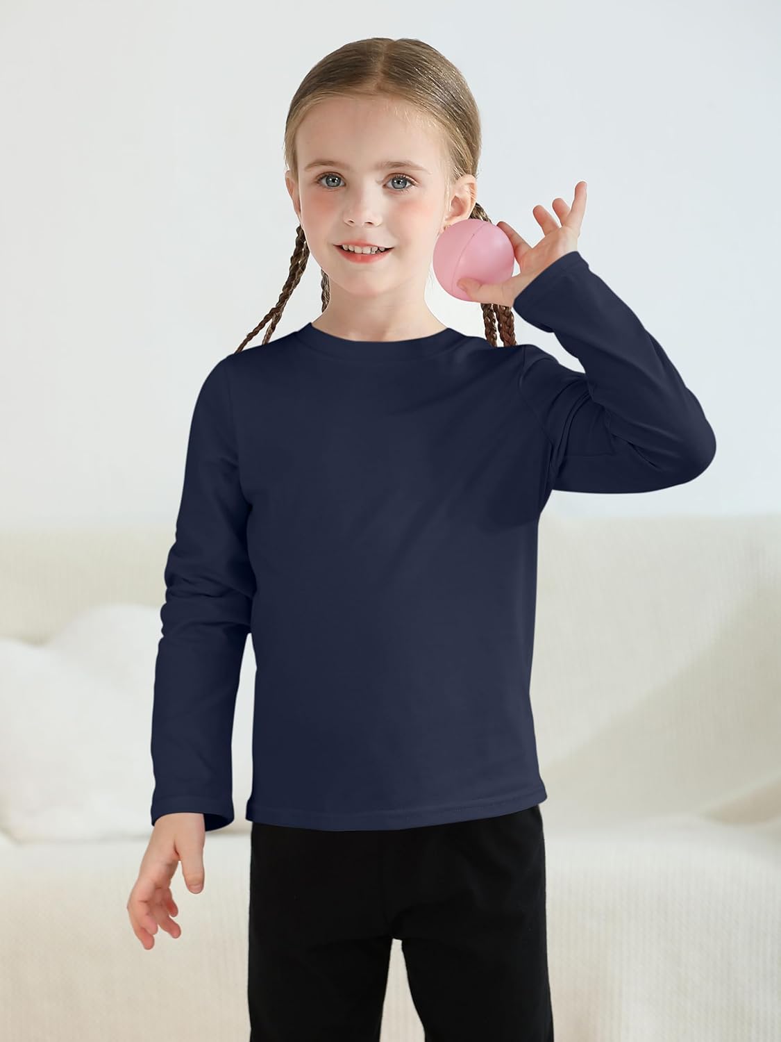 Resinta 6 Pack Cotton Girls Long Sleeve Shirts Toddlers Cotton Long Sleeve Tees Basic Crewneck Tops for Girls Daily Wear - Image 6