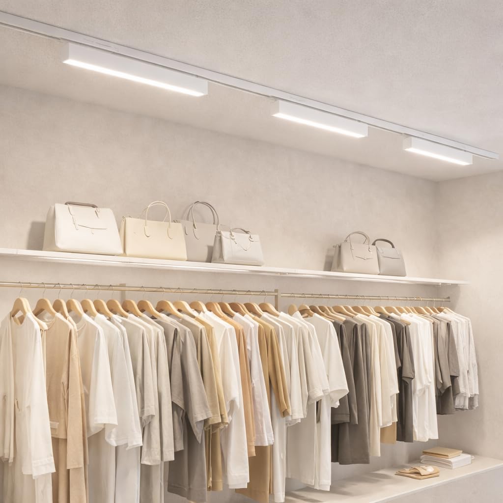 Barra LED Lineare per Binario Monofase 36W CCT Switch e Dimmer Integrato 4680 Lumen Fascio 110° Alluminio Bianco IP20 220V (Bianco)
