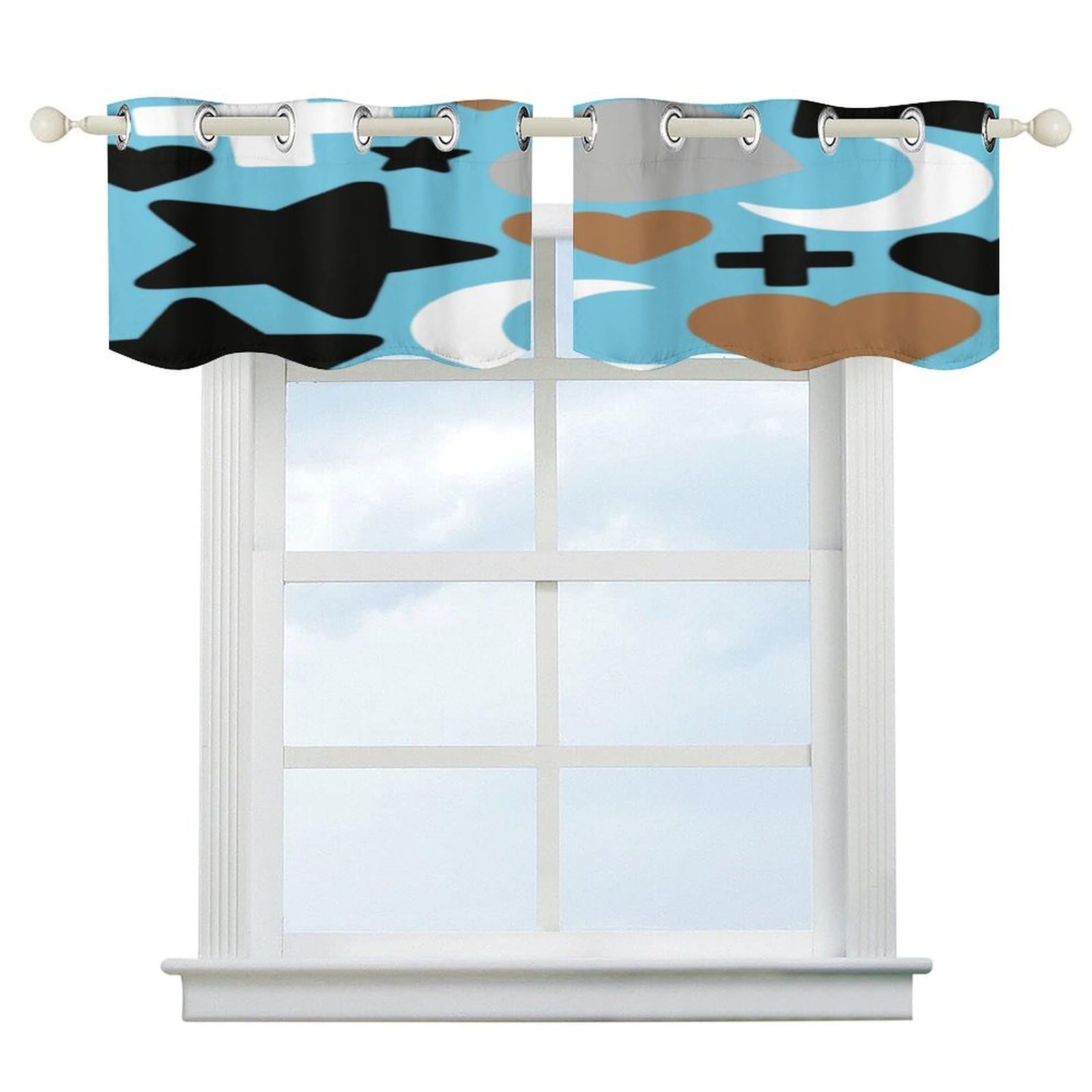 Fekiloot Style Irregular Pattern Short Curtains Valance Curtain