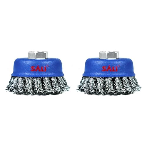 Miniatura 13 de SALI Paquete de 2 Cepillos de Copa de Alambre, Cepillo de Copa Rizado Grueso de 3 Pulgadas para Amoladoras, con Árbol de 5/8-11 Pulgadas para
