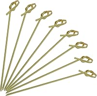 Vista 13 de Minisland 200 palillos de dientes de bambú prémium para cóctel, 4.7 y 6 pulgadas de largo, brochetas anudadas para bocadillos de frutas, aperitivos