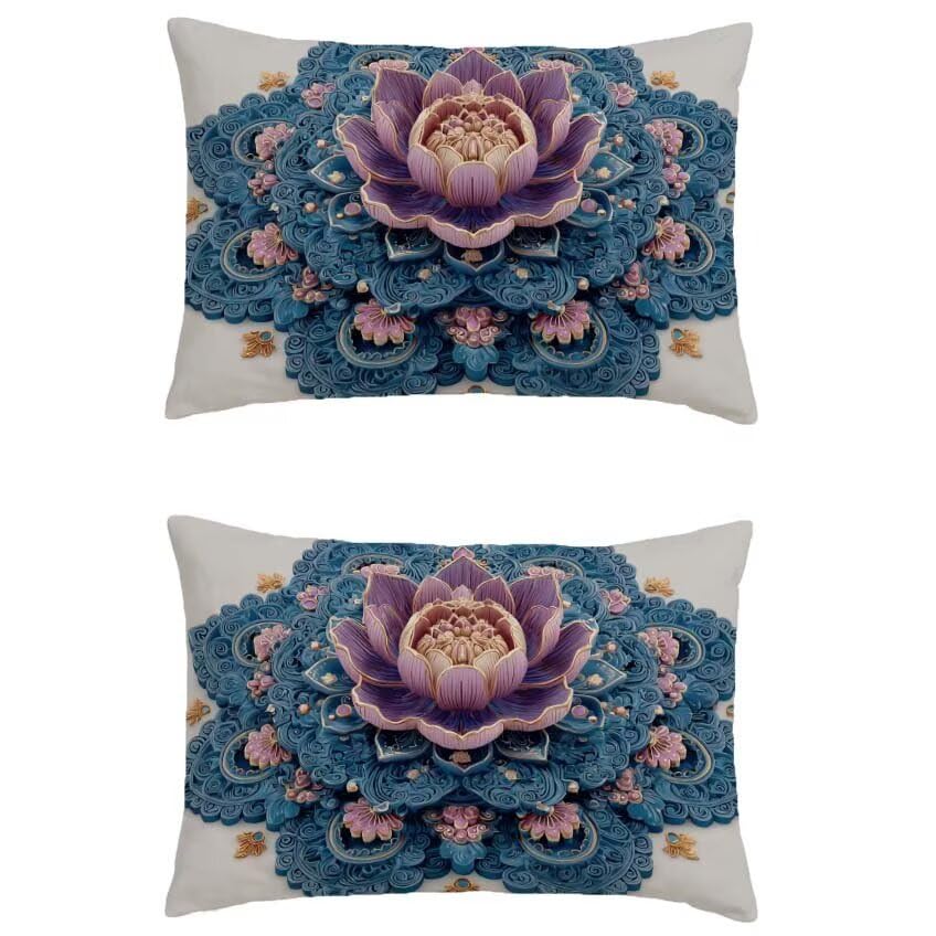 Housse de coussin 50x70cm rectangulaire lin imperméable fleur de maison